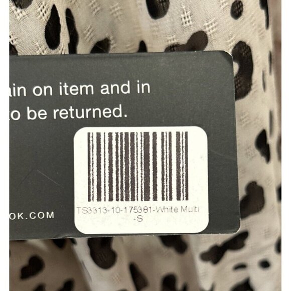 Collective Concepts Womens S Popover Blouse Ivory Cheetah Ruffle Tie Neck Sheer - Picture 5 of 6